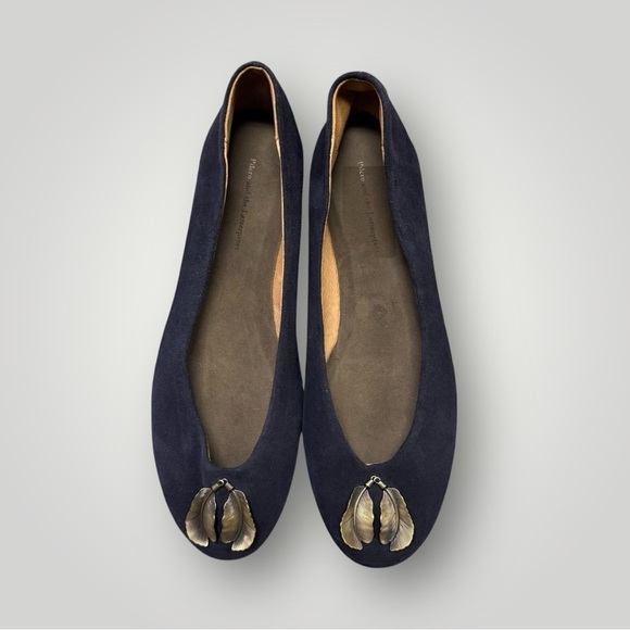 Anthropologie Pilcro and the Letterpress  Embellished Blue Suede  Flats Sz 8.5 - Picture 1 of 6